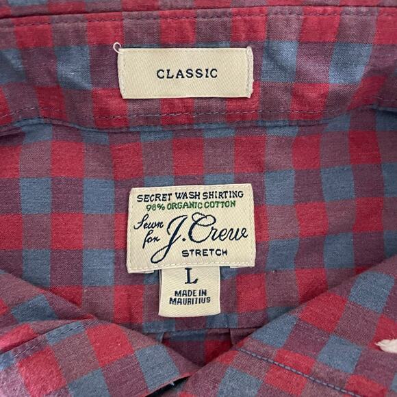 J. Crew Mens Classic Fit Gingham Plaid Button Down Organic Cotton Shirt Size L - Picture 6 of 7